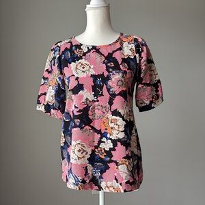 Everly | Electric Pink Floral Balloon Sleeve Top